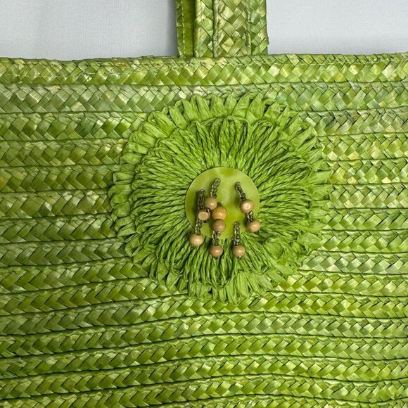 Bratz Summer Lime Green Woven Straw Tote Bag Summer‎ Vacationcore Beach - Picture 2 of 9